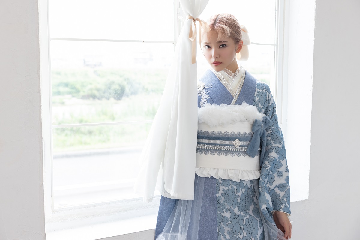 合繊振袖ラフィネモカ GF-82 ウェッジ デニム【ブルー】 - 画像 (5)