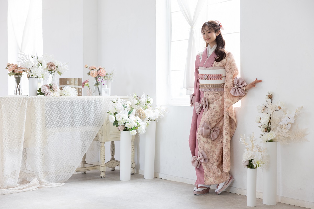 合繊振袖ラフィネモカ GF-92 ウェッジ デニム【ピンク】 - 画像 (3)