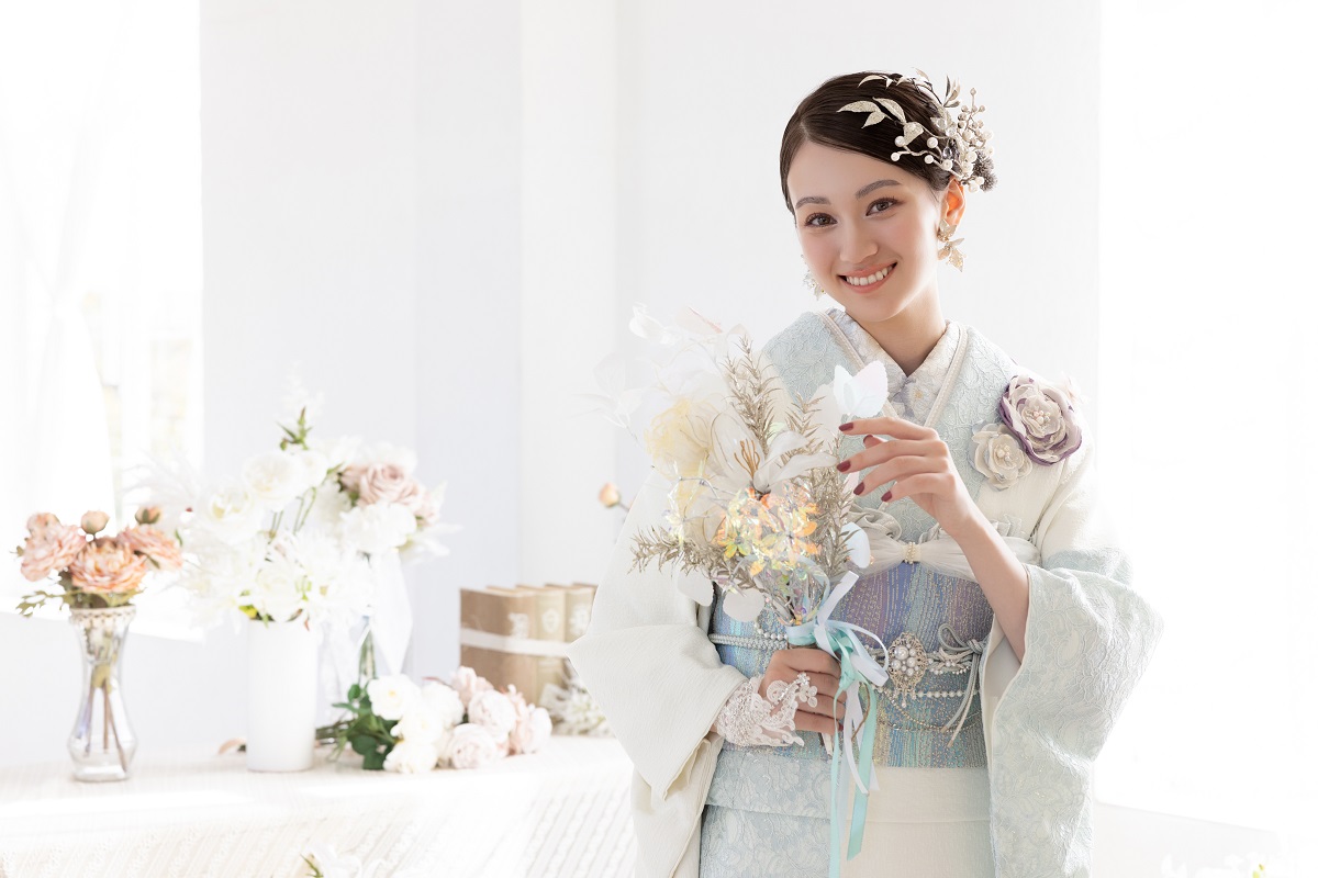 合繊振袖ラフィネモカ GF-88 ル モンテーニュ【白ミント】 - 画像 (4)