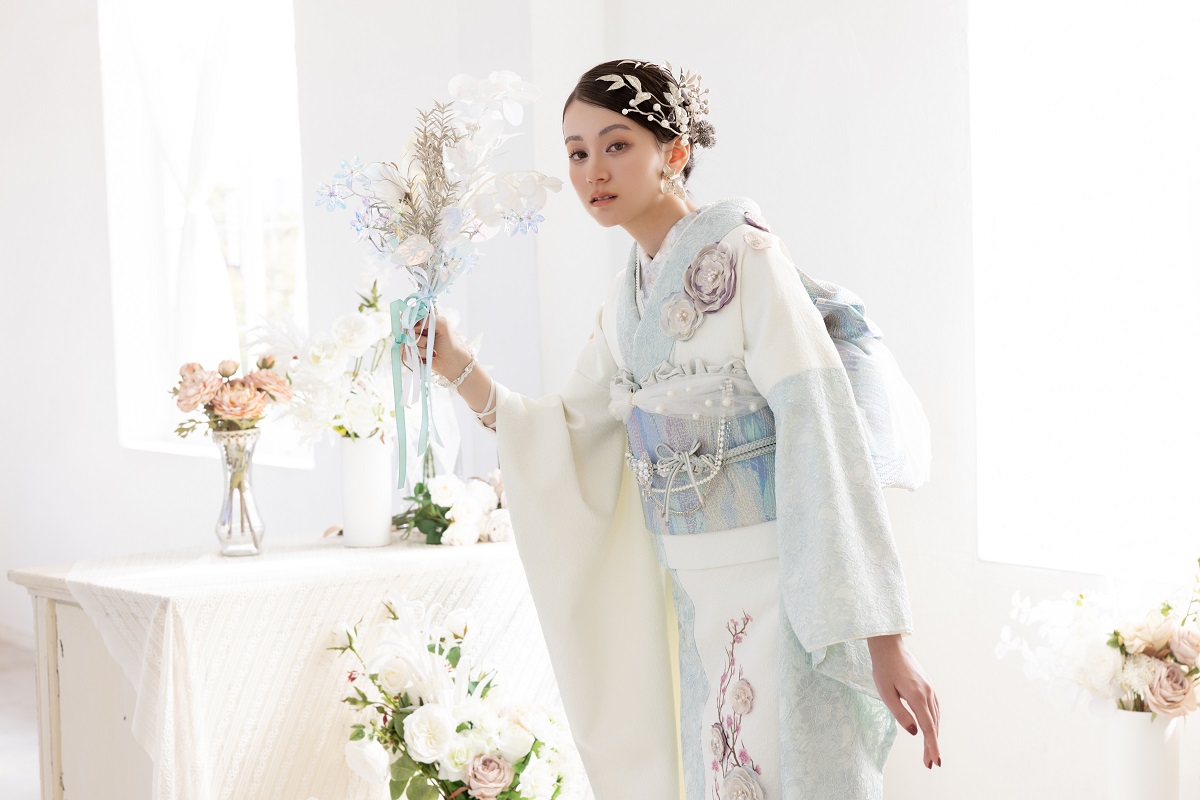 合繊振袖ラフィネモカ GF-88 ル モンテーニュ【白ミント】 - 画像 (6)