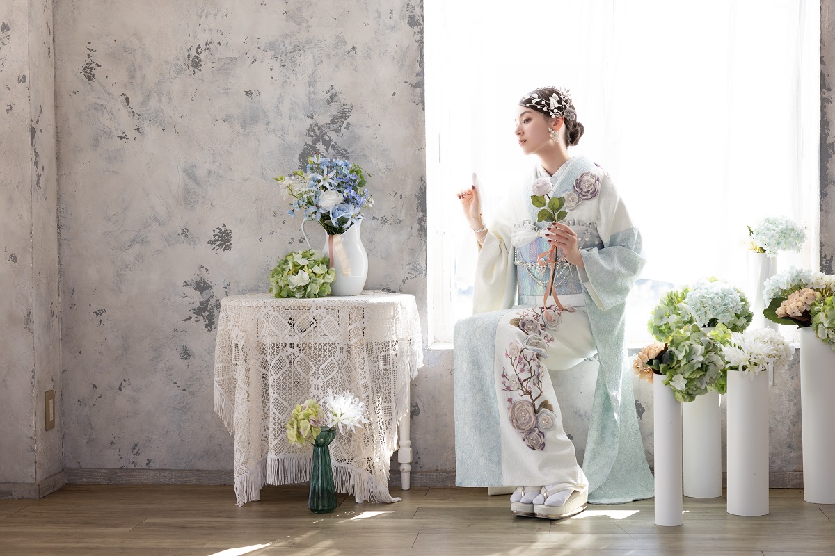 合繊振袖ラフィネモカ GF-88 ル モンテーニュ【白ミント】 - 画像 (8)