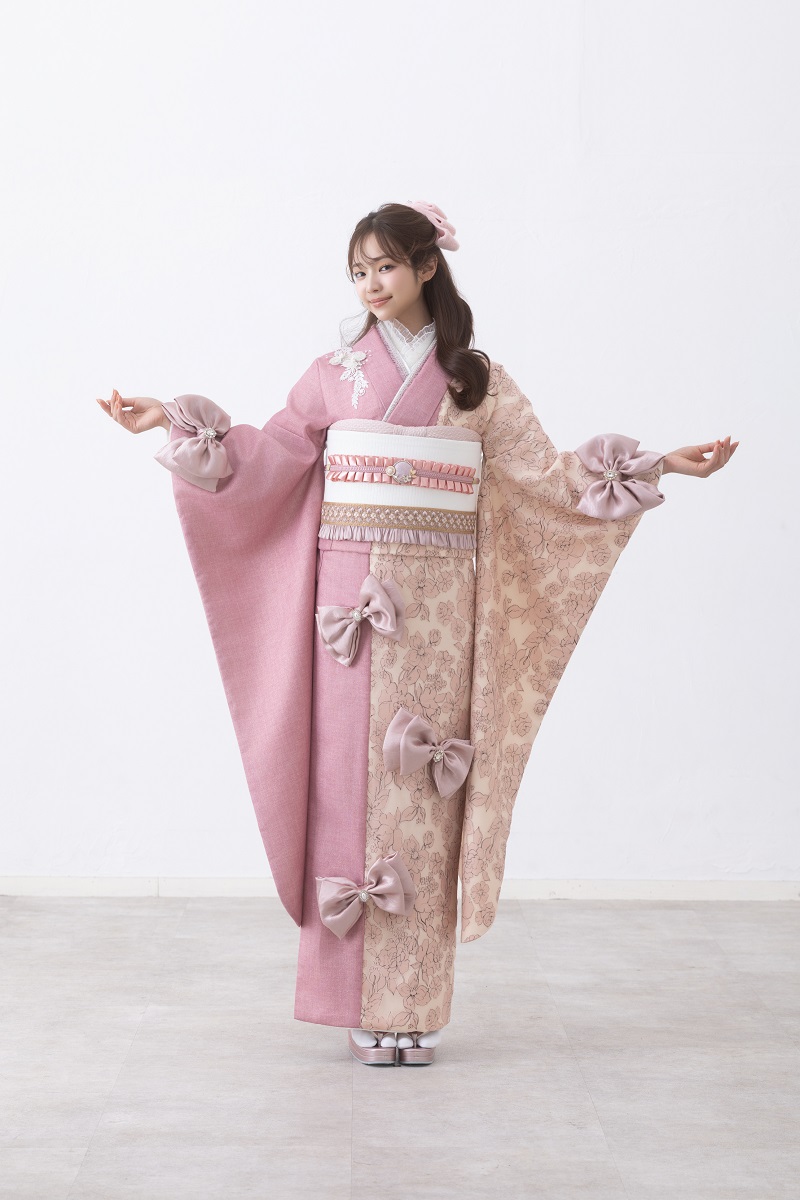 合繊振袖ラフィネモカ GF-92 ウェッジ デニム【ピンク】 - 画像 (9)