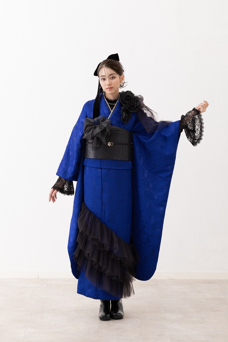 合繊振袖ラフィネモカ GF-83　ヴィクトリアンブルー【ﾛｲﾔﾙﾌﾞﾙｰ】 - 画像 (19)