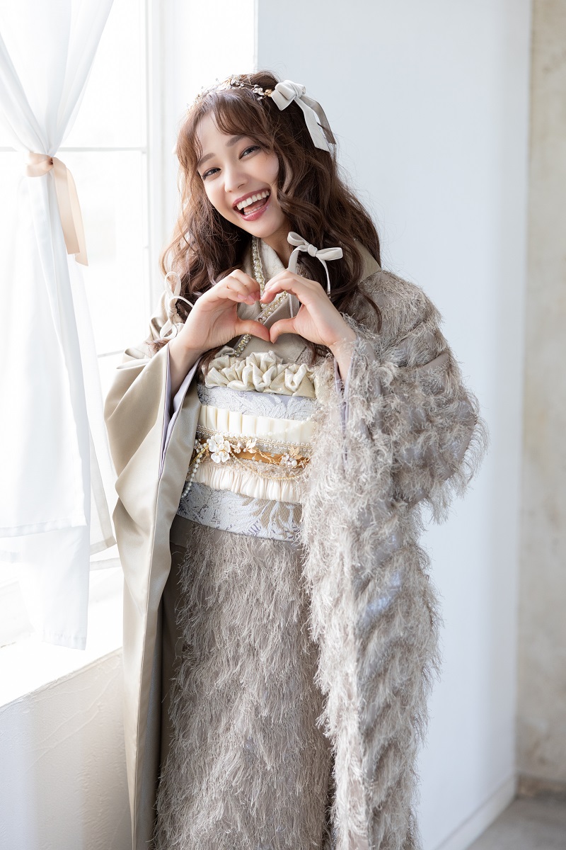 合繊振袖ラフィネモカ GF-93　シャギーモンブラン【ｺﾞｰﾙﾄﾞﾓｶ】 - 画像 (8)