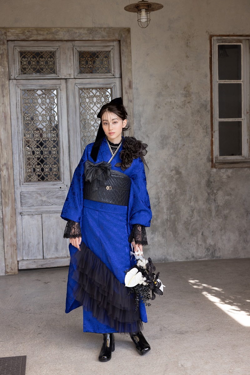 合繊振袖ラフィネモカ GF-83 ヴィクトリアンブルー【ロイヤルブルー】 - 画像 (4)