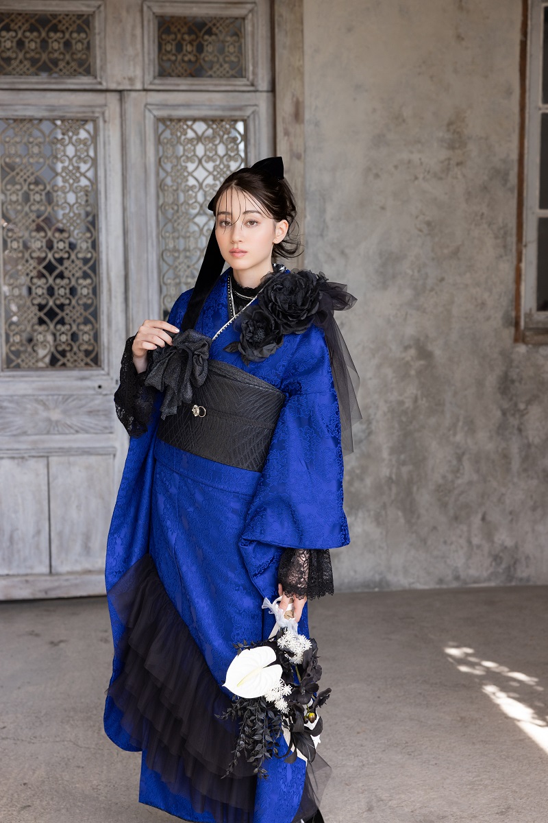 合繊振袖ラフィネモカ GF-83 ヴィクトリアンブルー【ロイヤルブルー】 - 画像 (6)