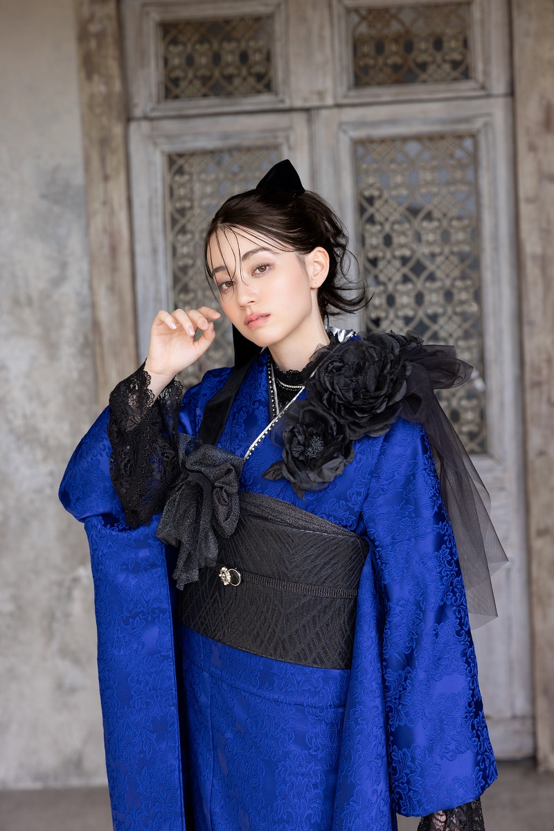 合繊振袖ラフィネモカ GF-83 ヴィクトリアンブルー【ロイヤルブルー】 - 画像 (8)