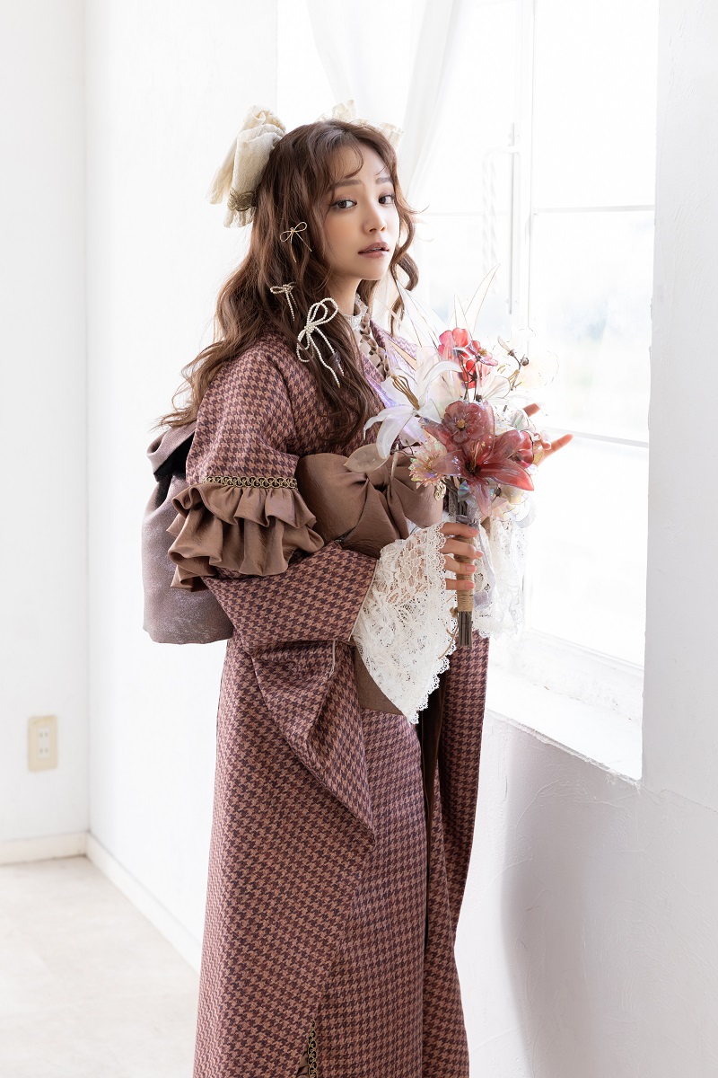 合繊振袖ラフィネモカ GF-91 ピエ ド プール【アプリコット】 - 画像 (6)