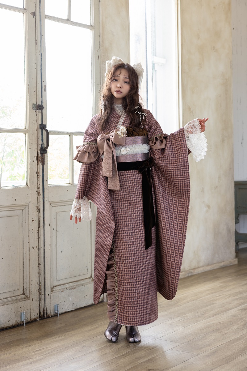 合繊振袖ラフィネモカ GF-91 ピエ ド プール【アプリコット】 - 画像 (9)