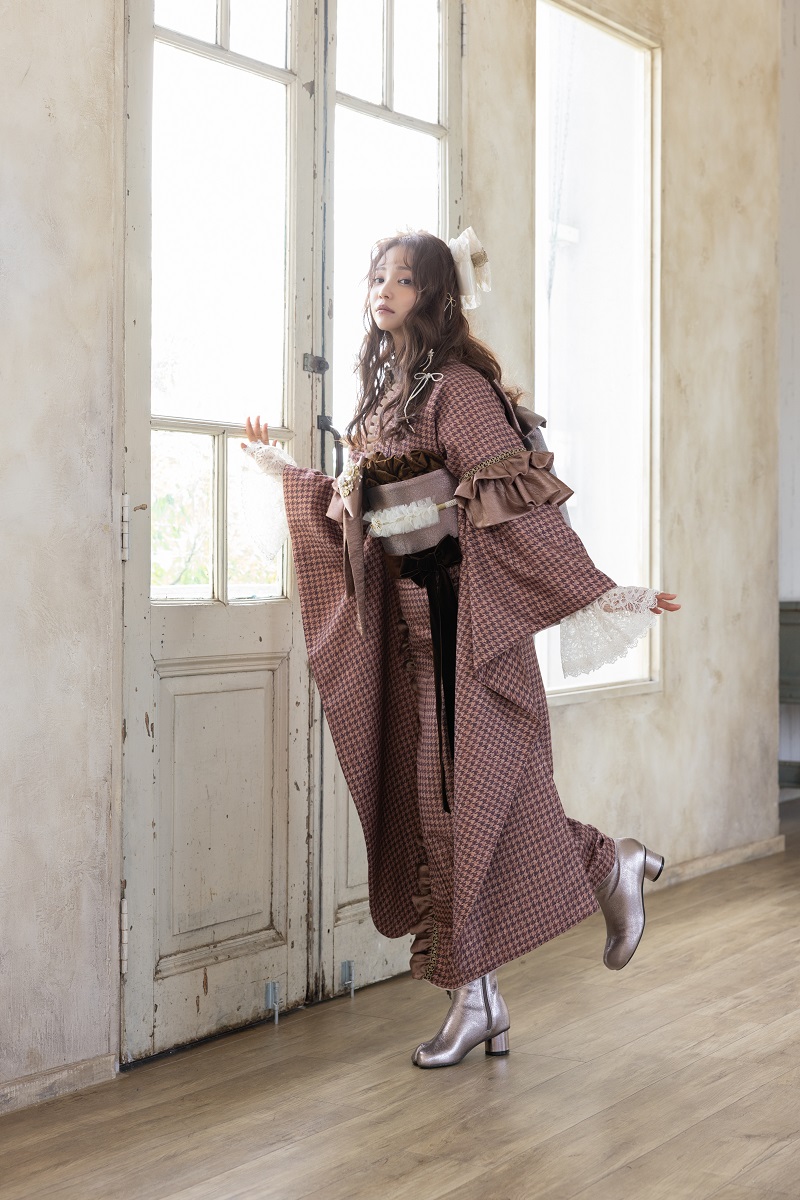 合繊振袖ラフィネモカ GF-91 ピエ ド プール【アプリコット】