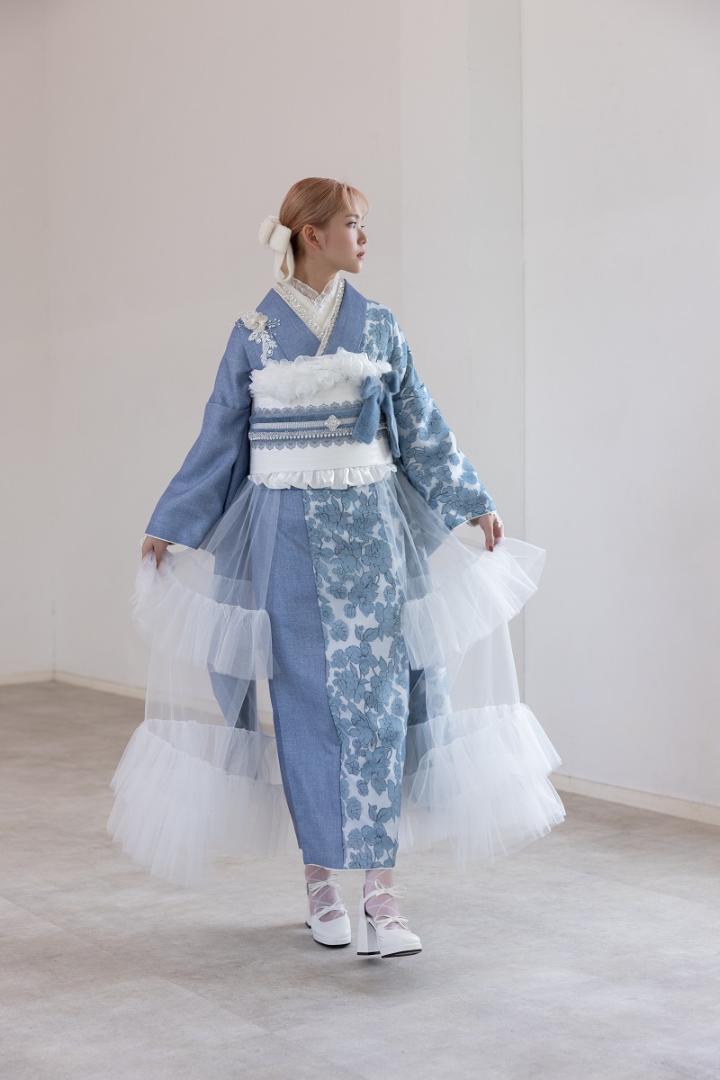 合繊振袖ラフィネモカ GF-82 ウェッジ デニム【ブルー】 - 画像 (13)