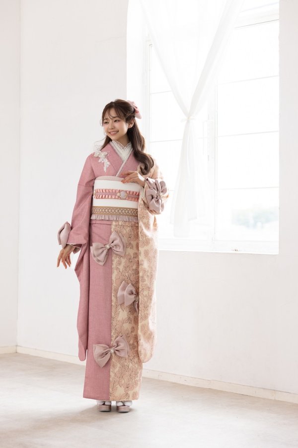 合繊振袖ラフィネモカ GF-92 ウェッジ デニム【ピンク】 - 画像 (2)