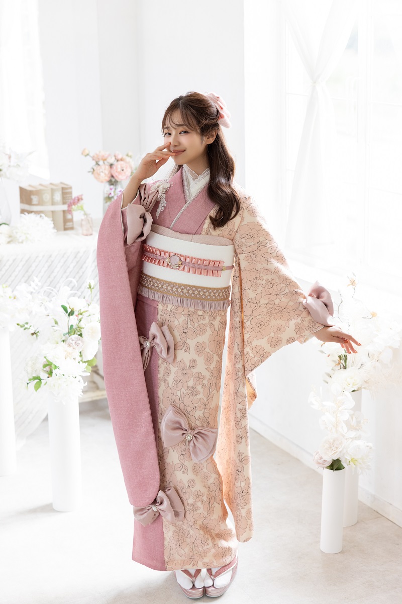 合繊振袖ラフィネモカ GF-92 ウェッジ デニム【ピンク】 - 画像 (5)