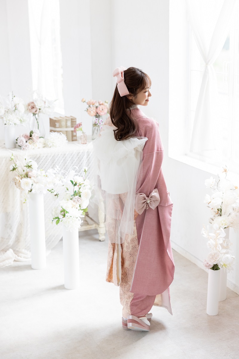 合繊振袖ラフィネモカ GF-92　ウェッジ デニム【ﾋﾟﾝｸ】 - 画像 (6)