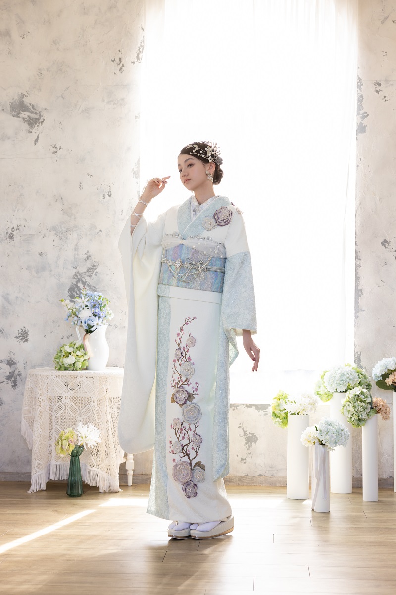 合繊振袖ラフィネモカ GF-88 ル モンテーニュ【白ミント】