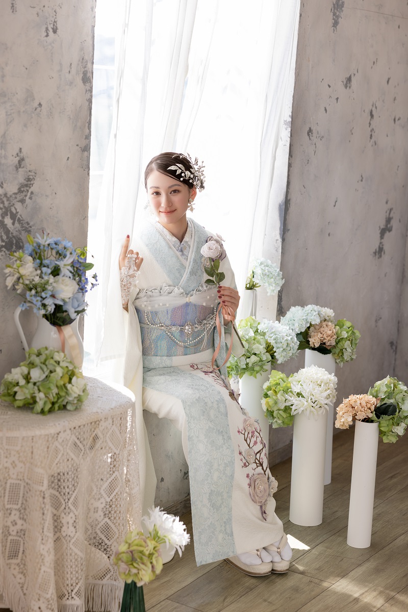 合繊振袖ラフィネモカ GF-88 ル モンテーニュ【白ミント】 - 画像 (9)