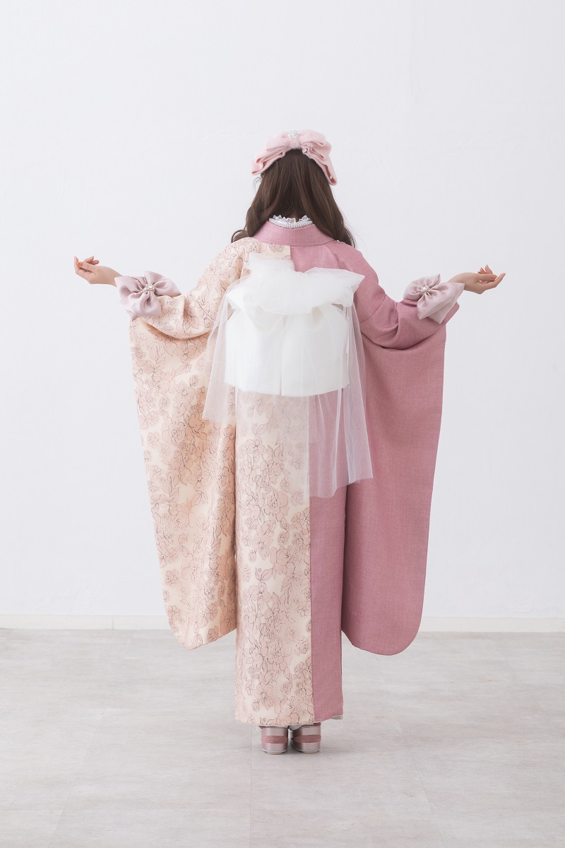 合繊振袖ラフィネモカ GF-92　ウェッジ デニム【ﾋﾟﾝｸ】 - 画像 (10)