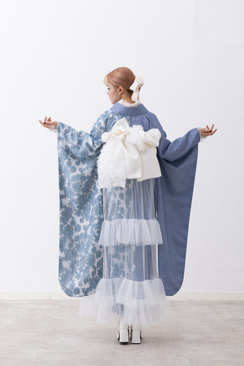 合繊振袖ラフィネモカ GF-82　ウェッジ デニム【ﾌﾞﾙｰ】 - 画像 (17)