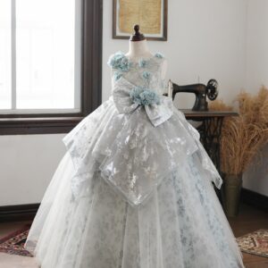 ロングドレスR-151 ブルーグレー