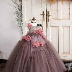 ロングドレスR-152　ブラウン