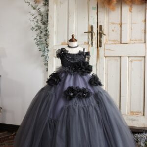 ロングドレスR-152　グレー