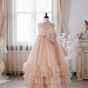 ロングドレスR-148 サーモンピンク