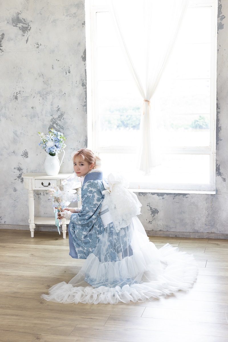 合繊振袖ラフィネモカ GF-82　ウェッジ デニム【ﾌﾞﾙｰ】 - 画像 (8)