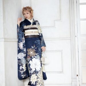 正絹振袖ラフィネモカ RF-61 -ヴィンテージ・ブルー-