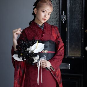 正絹振袖ラフィネモカ RF-63 -レッドガーネット-