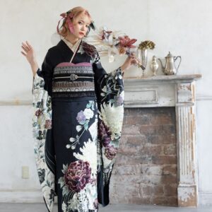 正絹振袖ラフィネモカ RF-65 -ブラックルビー-