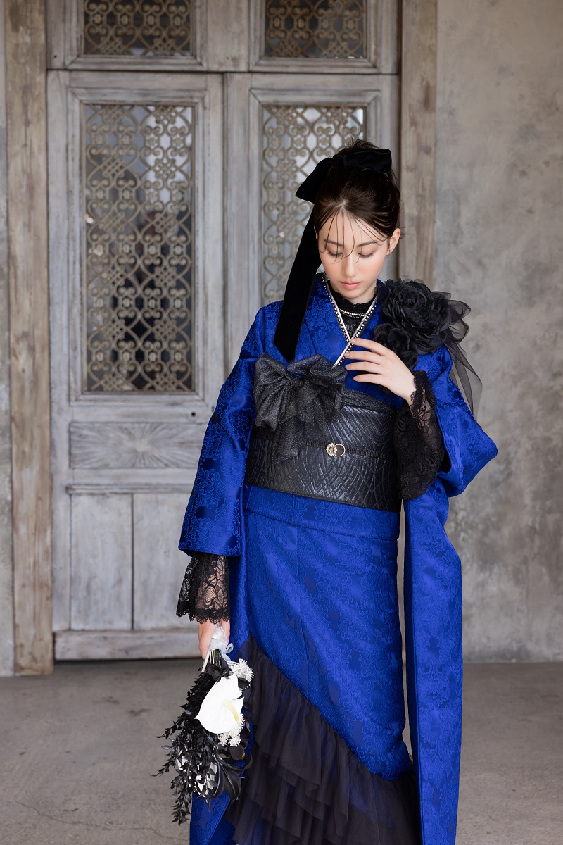 合繊振袖ラフィネモカ GF-83 ヴィクトリアンブルー【ロイヤルブルー】 - 画像 (5)