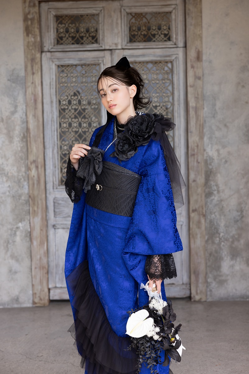 合繊振袖ラフィネモカ GF-83 ヴィクトリアンブルー【ロイヤルブルー】 - 画像 (7)