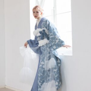 合繊振袖ラフィネモカ GF-82　ウェッジ デニム【ﾌﾞﾙｰ】