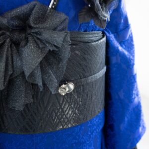 袋帯【正絹】振袖用　GFO-83　幾何学模様　ブラック