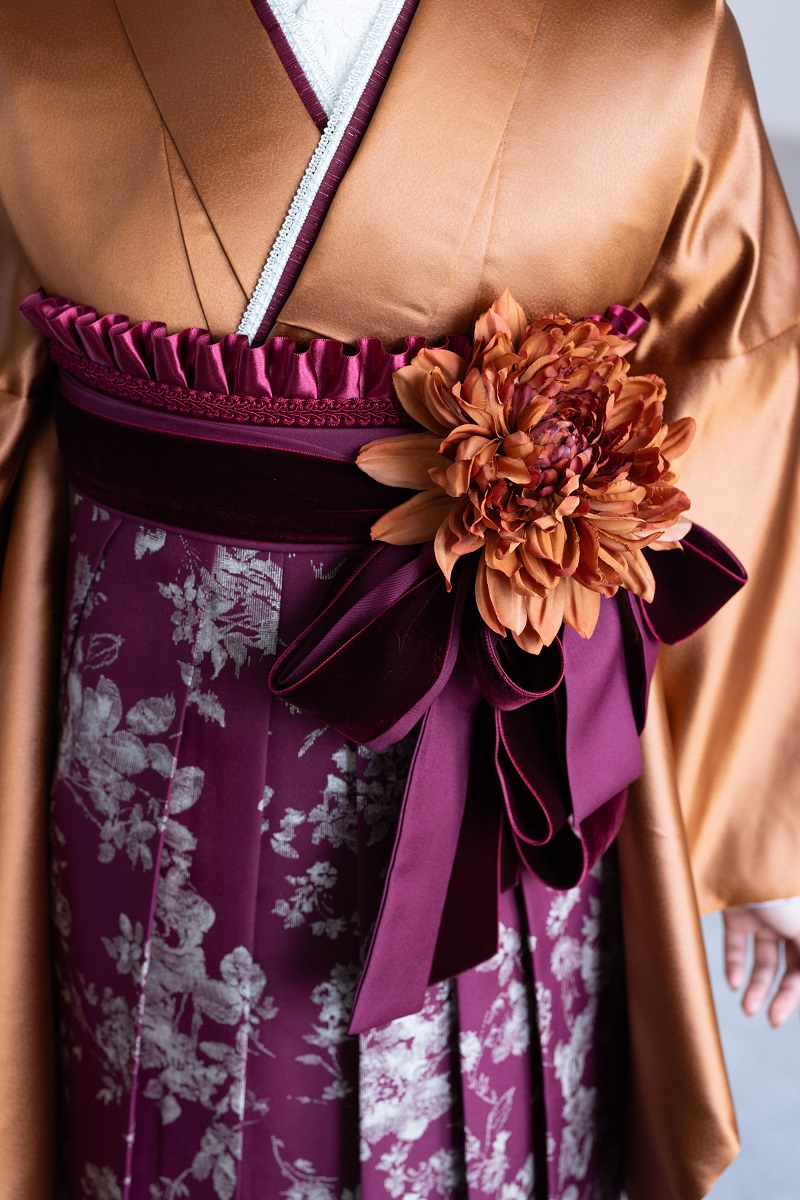 ラフィネモカ二尺袖/卒業袴 レザリー・アンバーRM-195/RH-110【琥珀色/ボルドー】 - 画像 (8)