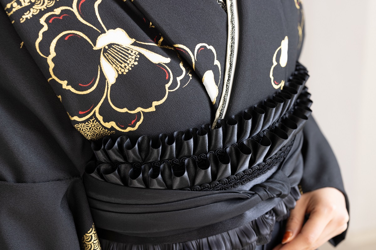 ラフィネモカ二尺袖/卒業袴 金彩クラシカルRM-193/RH-111【ブラック/ブラック】 - 画像 (7)