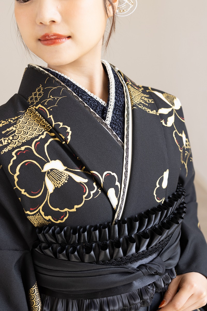 ラフィネモカ二尺袖/卒業袴 金彩クラシカルRM-193/RH-111【ブラック/ブラック】 - 画像 (6)