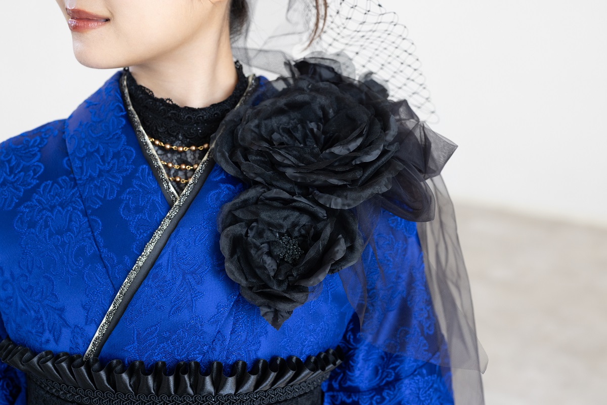 ラフィネモカ二尺袖/ドレス袴 ヴィクトリアン・ブルーRM-196/RH-104【ロイヤルブルー/ブラック】 - 画像 (7)