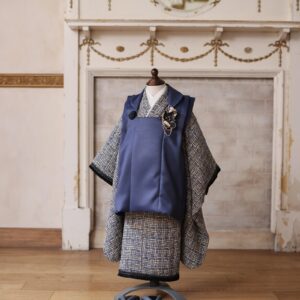 MIXツイード男児被布セットRC8321-A　3歳【ﾈｲﾋﾞｰ】