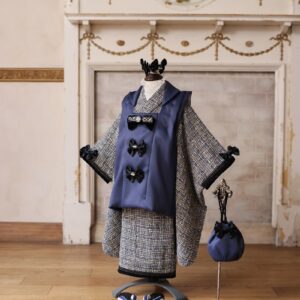 MIXツイード3歳被布セット RC832-A【ネイビー】