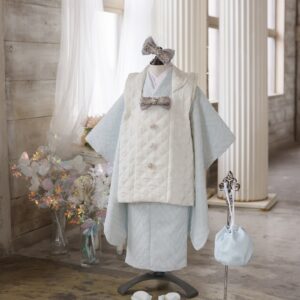 NALUモチーフレース3歳被布ｾｯﾄ RC842-A　【水色】