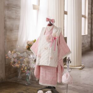 MIXツイード 3歳被布セット RC832-B【ピンク】