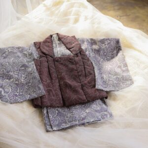 ラフィネココベイビーズ ベビー被布 RC8700-H【濃グレー×ボルドー】