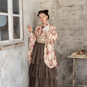 ラフィネモカ二尺袖/ドレス袴 レトログレーズRM-213/RH-106【アイボリー/カーキ】