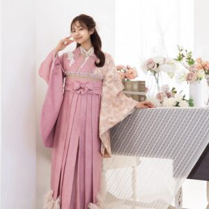 ラフィネモカ二尺袖/卒業袴 ウェッジデニムRM-192/RH-108【ピンク/ピンク】