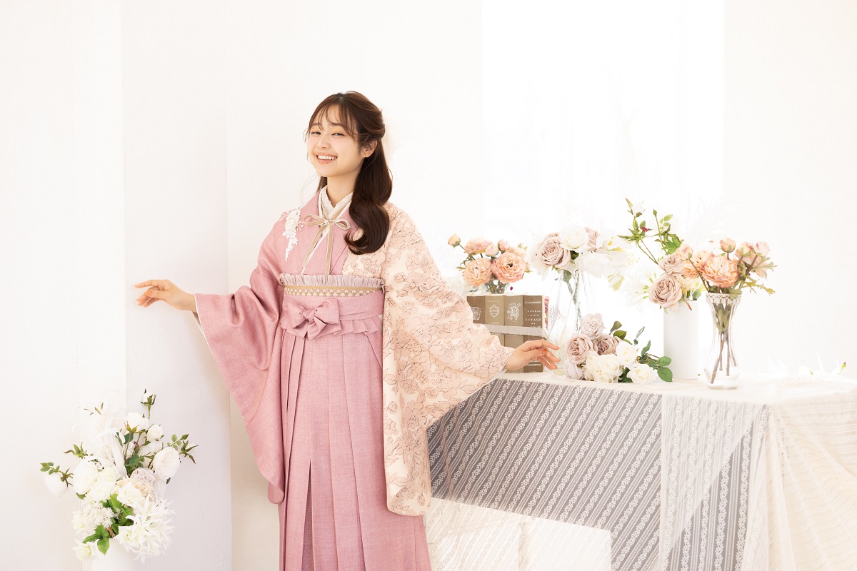 ラフィネモカ二尺袖/卒業袴 ウェッジデニムRM-192/RH-108【ピンク/ピンク】 - 画像 (4)