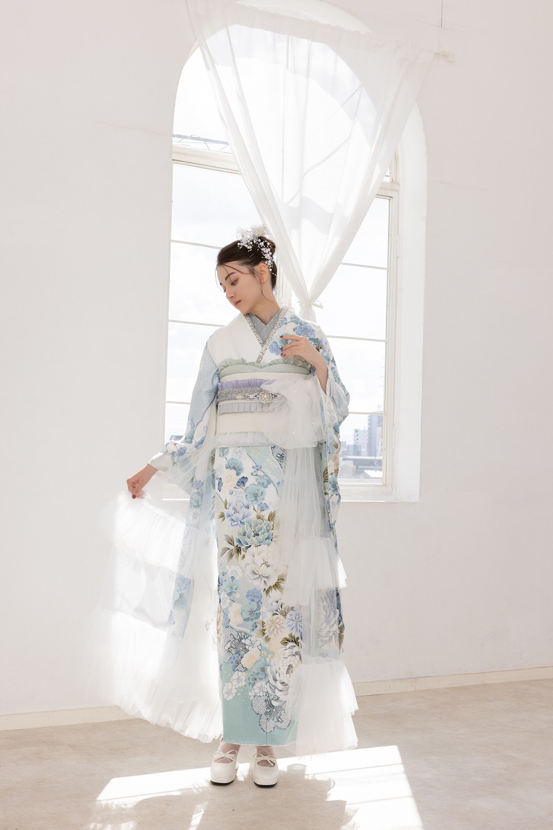 振袖こもの RS-24 チュールオーバースカート ホワイト - 画像 (2)