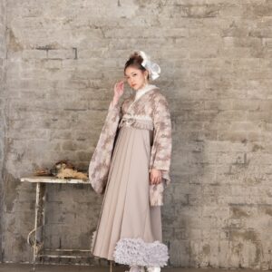 ﾗﾌｨﾈﾓｶ二尺袖/卒業袴　アンティークレース　RM-209/RH-112/RH-115【ﾓｶ/裾ﾌﾘﾙﾍﾞｰｼﾞｭ/ﾊｲﾒﾀﾙ黒】