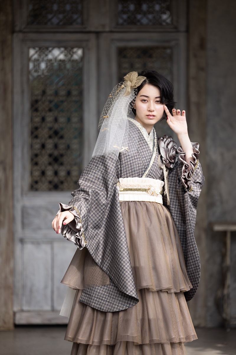 ラフィネモカ二尺袖/ドレス袴 ピエ・ド・プールRM-201/RH-106【カーキ/カーキ】 - 画像 (9)