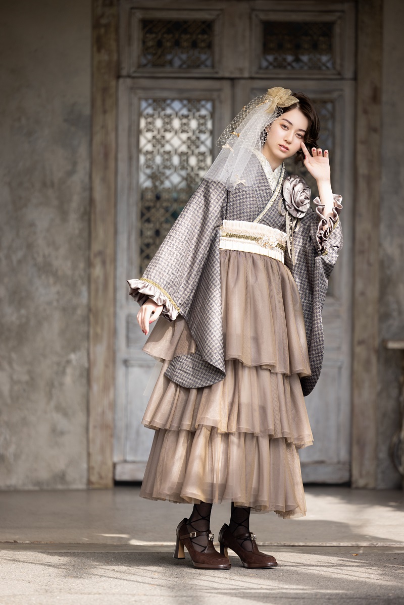 ラフィネモカ二尺袖/ドレス袴 ピエ・ド・プールRM-201/RH-106【カーキ/カーキ】 - 画像 (8)